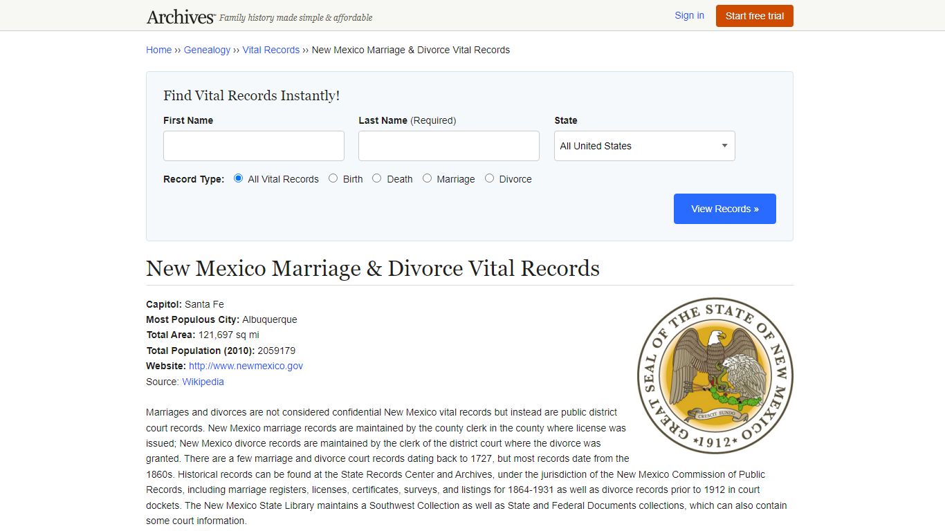 New Mexico Marriage & Divorce Records | Vital Records