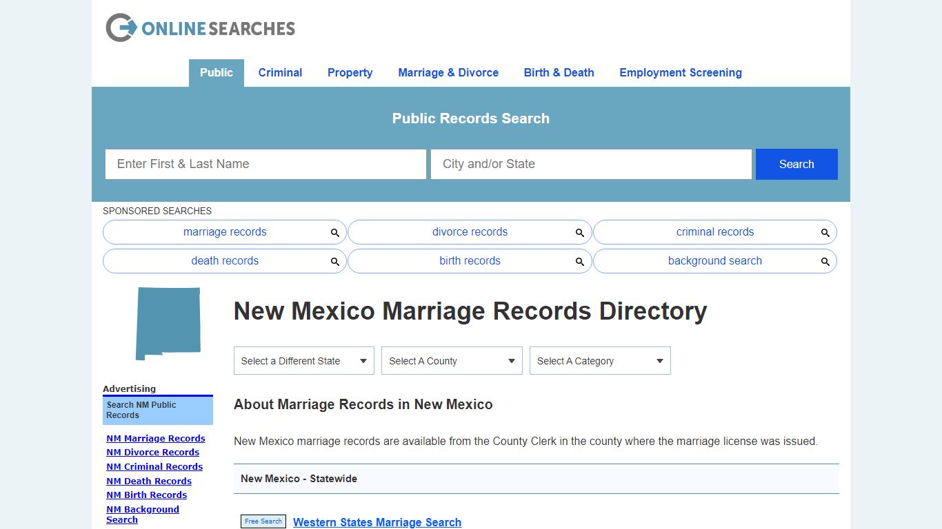 New Mexico Marriage Records Search Directory