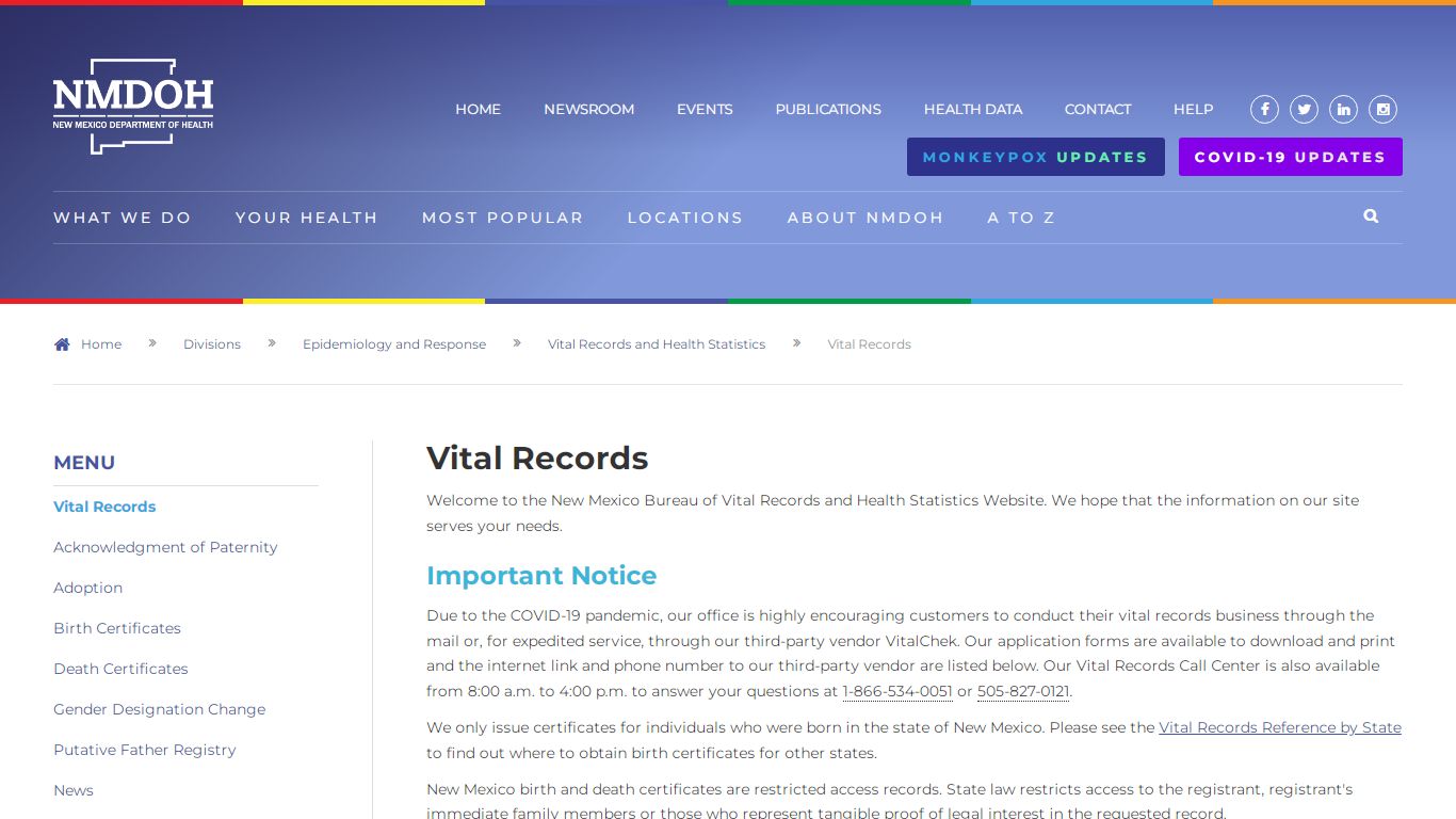 Vital Records - New Mexico Department of Health
